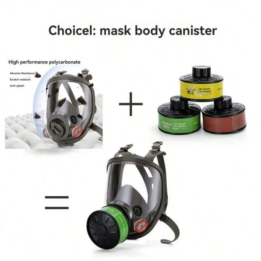 Protective Respirator Mask for Dust, Chemicals and Pesticides, Ideal for Painting, Renovation and Mining, Full Face Safety Shield