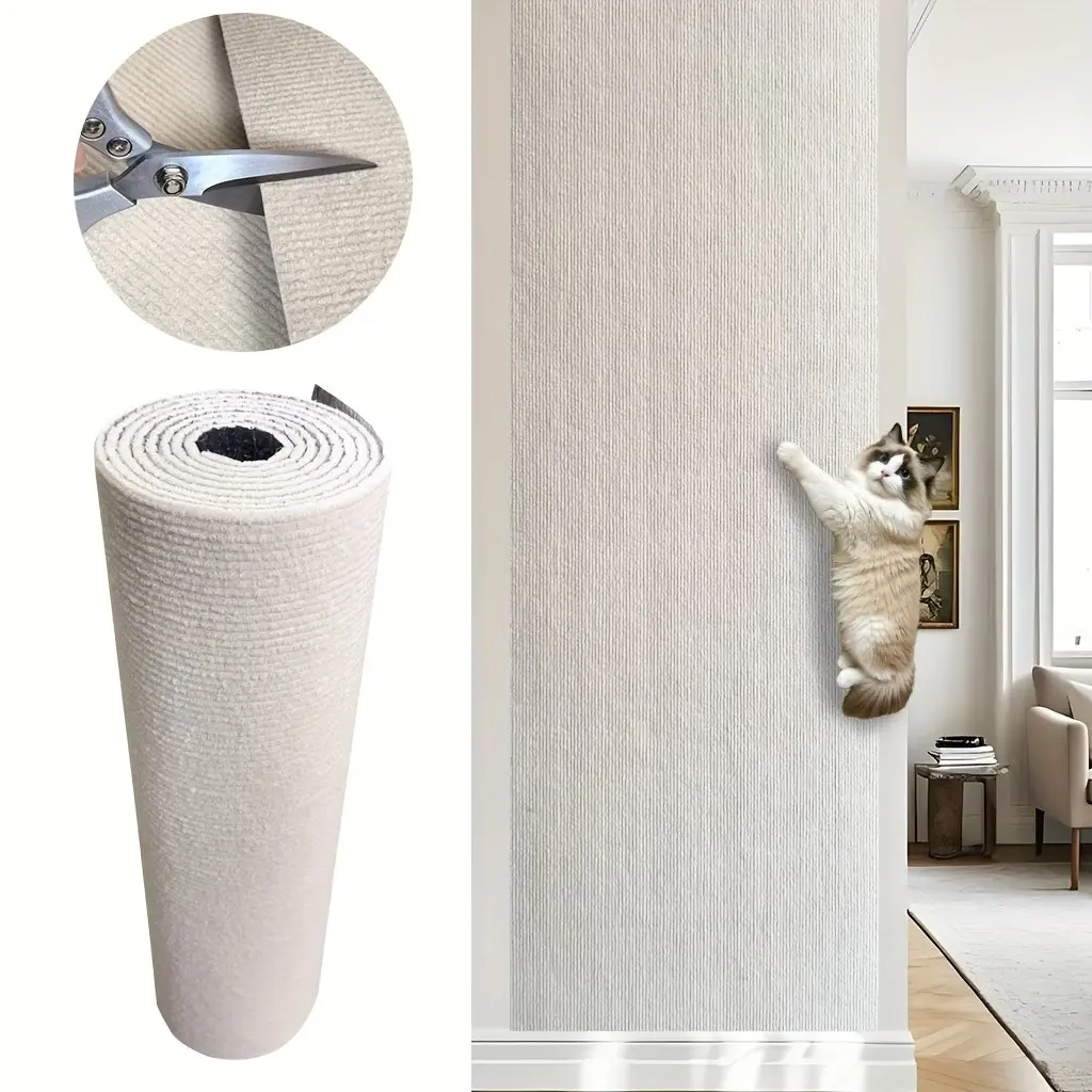 Cat scratch board, Vertical scratcher, self-adhesive felt material can be cut, wall/door/wallpaper sticker integrated, furniture protection anti-cat scratch sticker, multi-functional, DIY decoration suitable for home protection mat, House, 1/2/3Rice, Pad