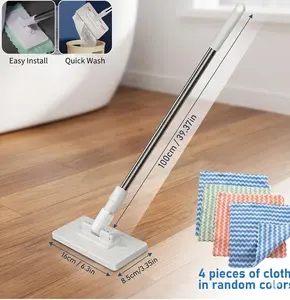 Mini Multi-Functional Mop with 360° Swivel Head – Lightweight Wall & Glass Cleaner – Portable Small Space Mop for Gaps, Mirrors & Desktops (Includes 4 Bonus Microfiber Cloths)