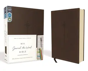 NIV, Journal the Word Bible (Perfect for Note-Taking), Leathersoft, Brown, Red Letter, Comfort Print: Reflect, Take Notes, or Create Art Next to Your Favorite Verses Imitation Leather – Organizer, June 5, 2018