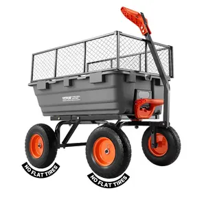 VEVOR Garden Dump Cart, 1200 lbs Poly Dump Cart, Garden Carts Dumps Wagon with Storage Fence, 2-in-1 Convertible Handle, 90 Quick-Dumps Mechanism, 180 Swivel Wheels, Yard Wagon for Plants, Soil