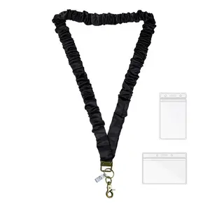 Professional Elastic Work Lanyard, Adjustable Comfort Fit, Hardware, Durable Design, All-Day Office Wear, ID Holder, Removable Cardholder