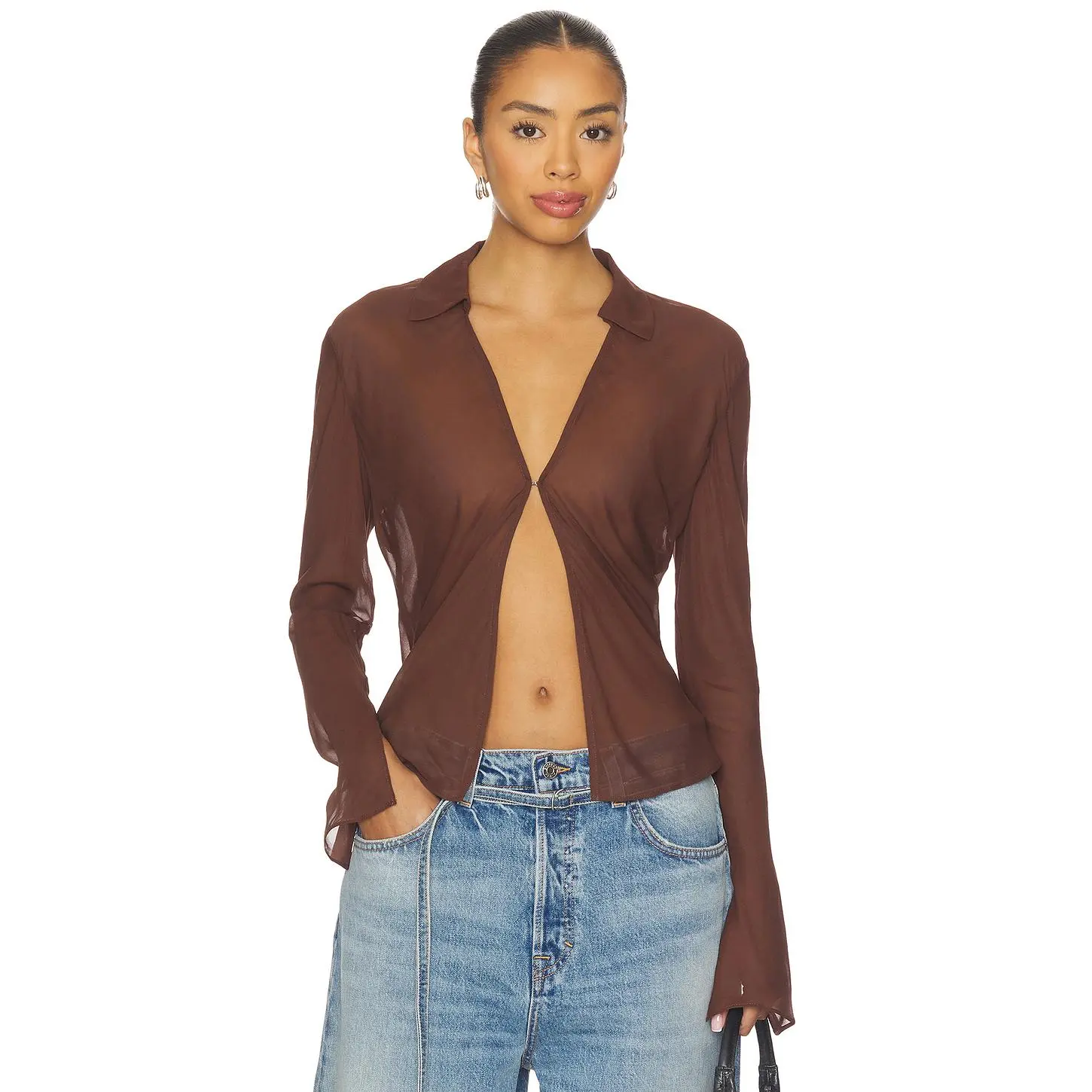 EAVES Serena Top in Brown