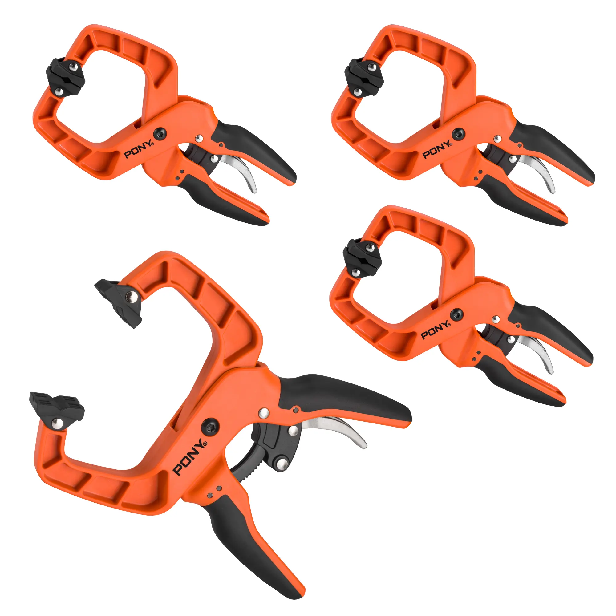 #summersale PONY 4-Pack 2-Inch Quick-Release Ratcheting Wood Clamps for Woodworking, Professional Hand Clamps with Box-Joint Design, Ergonomic Handles, 60 LBS Clamping Force