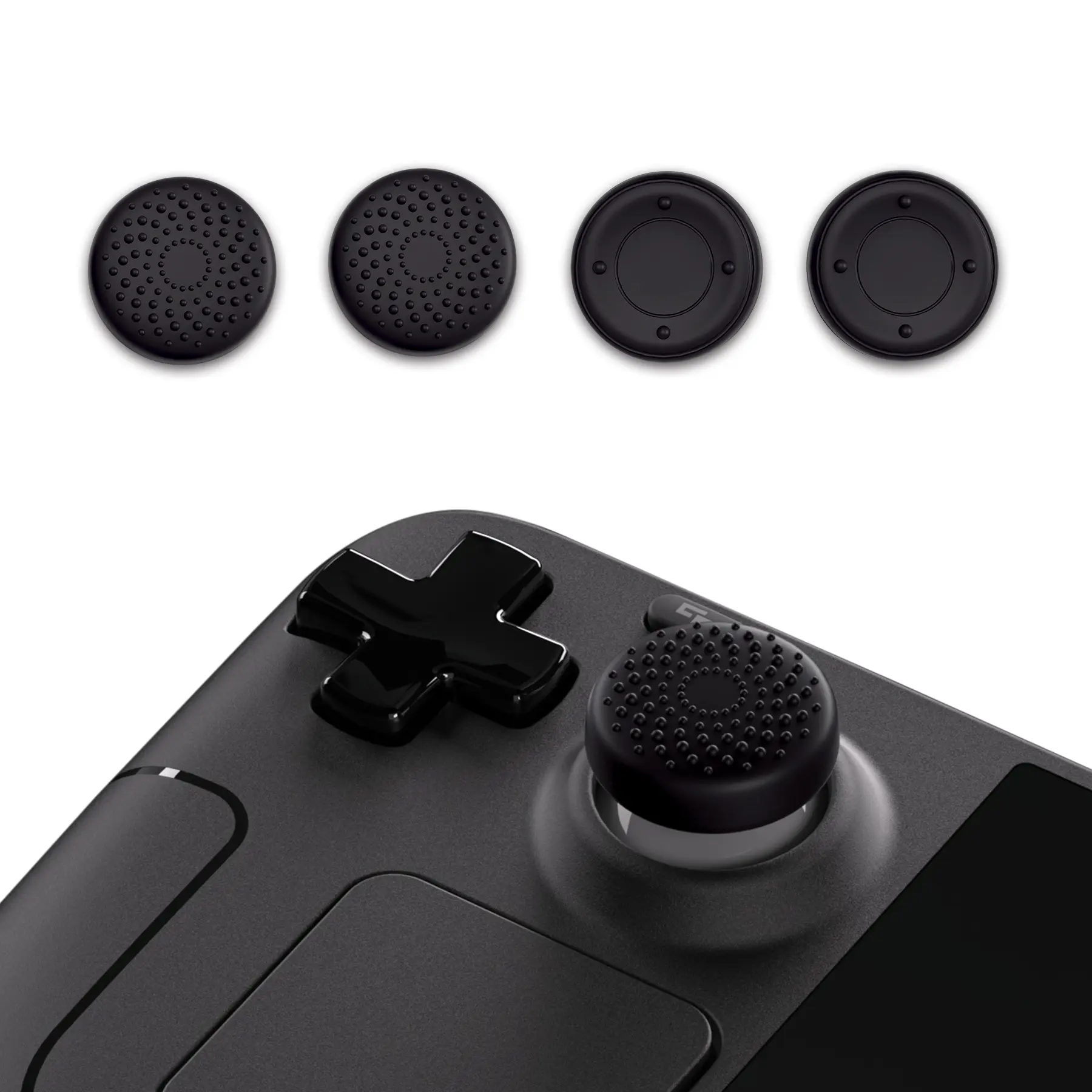 PlayVital Thumb Grip Caps for Steam Deck LCD, for PS Portal Remote Player Silicone Thumbsticks Grips Joystick Caps for Steam Deck OLED - Raised Dots & Studded Design Gaming Items Game Peripherals