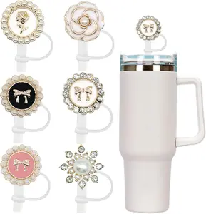 Straw Cover for  40oz 30oz Tumbler,Bling  s,Black White Cute Cup Accessories, Leak-Proof  Straw Toppers Women Girls Birthday Gifts
