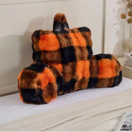 Orange-black Grid Print