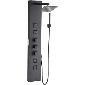 VEVOR Shower Panel Tower System with Rainfall Shower Head, 49 in Brushed Stainless Steel Shower Column, 4 - Function Faucet, Wall - Mount Rain Massage System, with 4 Body Jets, Handheld, and Tub SpoutVEVOR Super Brand Day