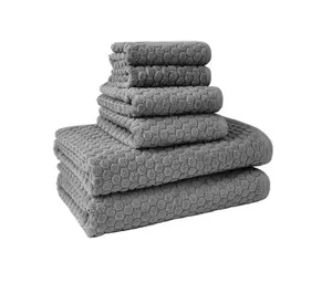 Beautiful Bath 6-Piece Dot Bath Towel Set Soft 100% BCI Cotton Charcoal Gray 56"x30" Bath 28"x16" Hand 13"x13" Wash Machine-Washable Low Lint Made in Green Certified