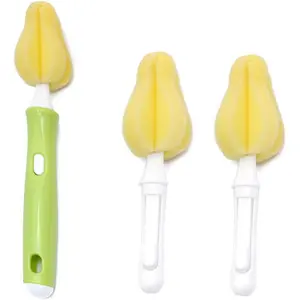 1 Pack The Baby Nipple Brush Cleaning Brush Set Rotates Freely to Replace The Head Sponge Bottle Brush