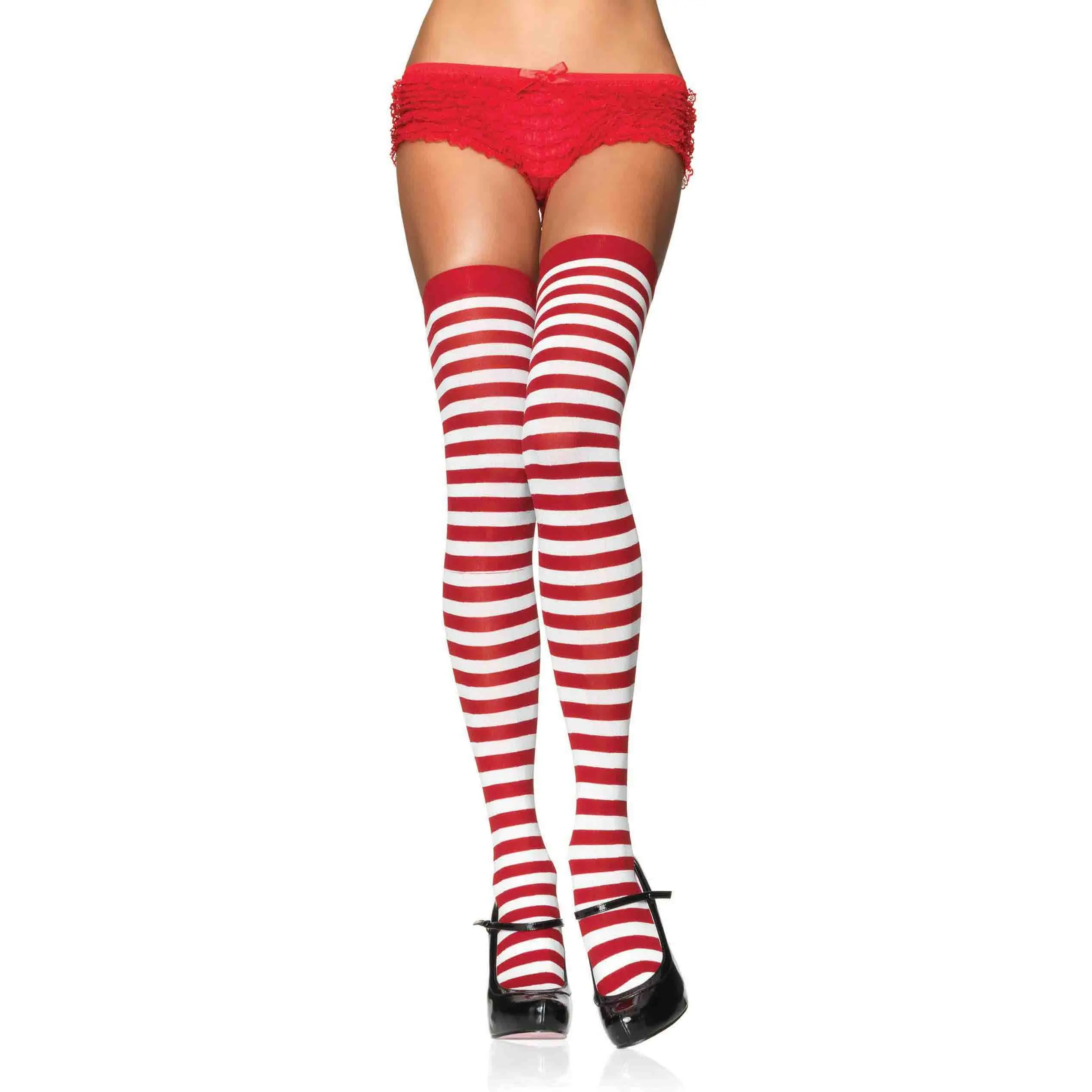 Cari Striped Stockings White Red