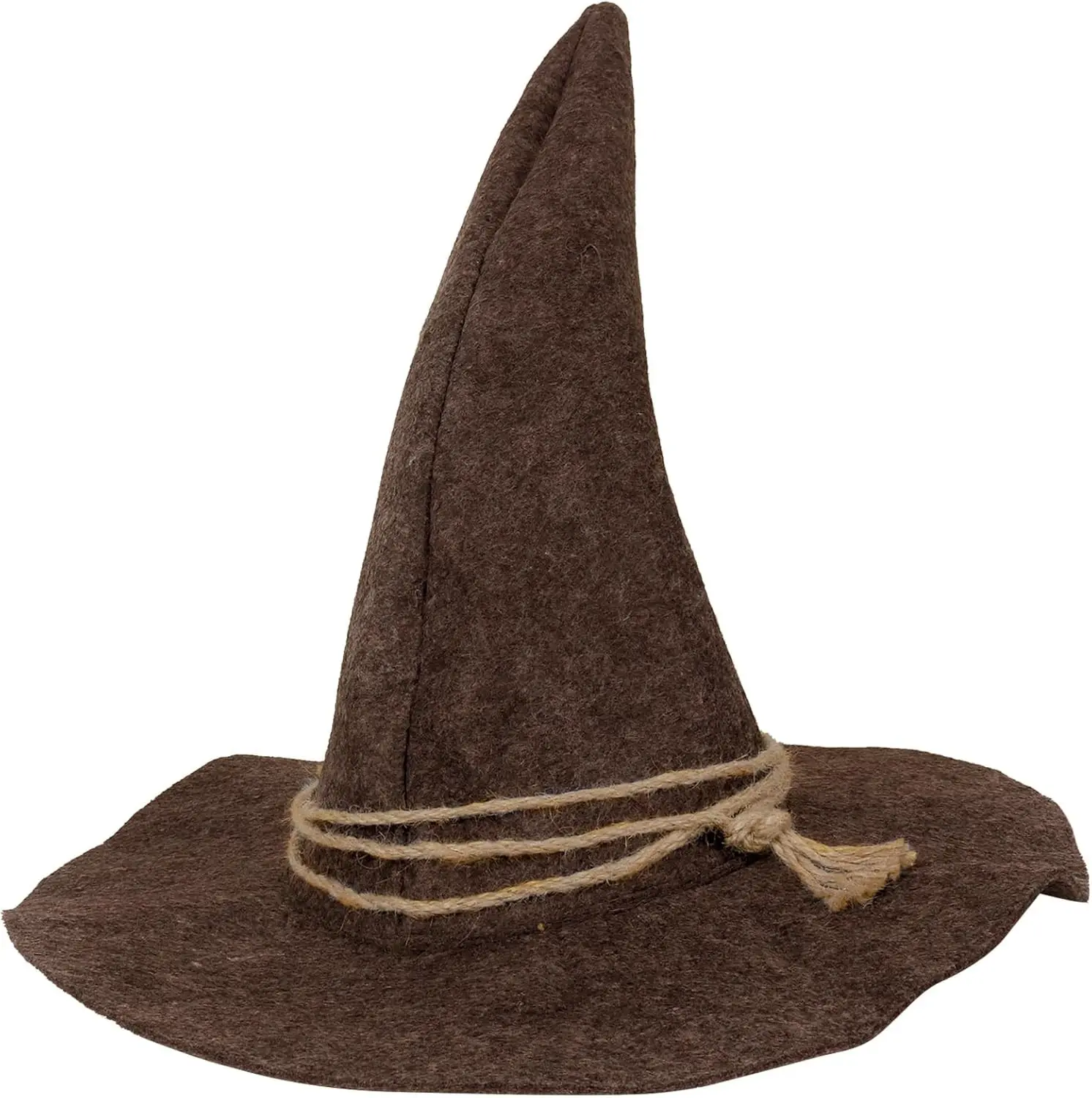 Scarecrow Hat for Adults Wizard Witch Halloween Costume | Adult felt scarecrow hat with rope detail for Halloween wizard, witch, farmer and harvest costumes; Grey/Brown variants.