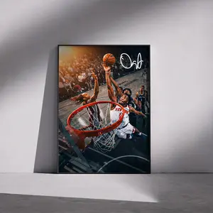 New York OG Anunoby Complete Win Basketball Wall Poster Print, USA-Made Home Decoration, Mount-Compatible Sports Room Art, Gift for Men