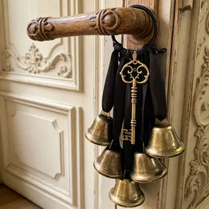 21cm Cast Iron Witch Bell Door Handle Hook - Gothic Halloween-Themed Hanging Decor, Home Protection Bell, Home Decor Accessory for Bedroom, Living Room, Gothic Hanging Decor
