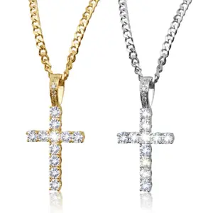 Cross Necklace for Women, Cuban Link Style Chain, Waterproof Christian Faith Jewelry | Sparkly Non-Tarnish Pendant  Necklace Religious Gifts
