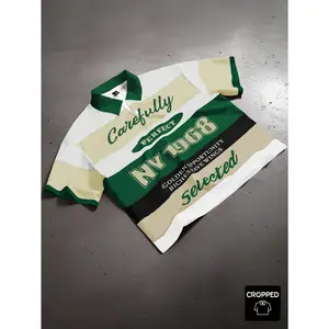 Streetrush Cropped Tops Men's Short Stylish Polo T-Shirt, Loose Cut Short Cropped Fit, Young Street Style, Infused With Hip-Hop Cultural Elements