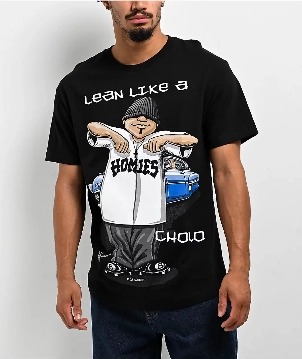 DGA Homies Lean Like A Cholo Black T-Shirt Casual Top