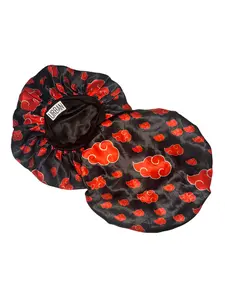 URBAN BONNET CO Premium Satin Hair Bonnet (NO TIE STRAP) & Dreadlock Loc Cap Double Layer Sleeping & Shower Wrap Silk Soft Band Red Cloud Design One Size Fits All - Haircare