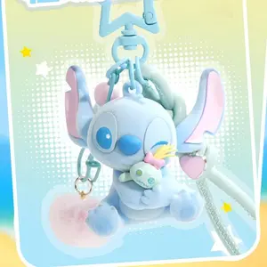 Disney Stitch Series Flocking Hugging Pendant - Cute Flocking Keychain Bag Charm for Girls Gift
