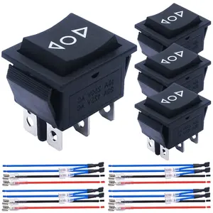 4Pcs Momentary Motor Polarity Reverse Rocker Switch DC 20A 12V DPDT 6 Pin 3 Position ON/Off/ON Motor Control AC 110V-220V Automatic Reset Boat Toggle With Jumper Wires