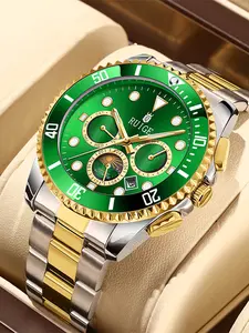 Men's Business Mechanical Watch Stainless Steel Band Multi-Function Display High Quality Fashionable Gift Wristwatch for Men Trendy Multifunctional Watch