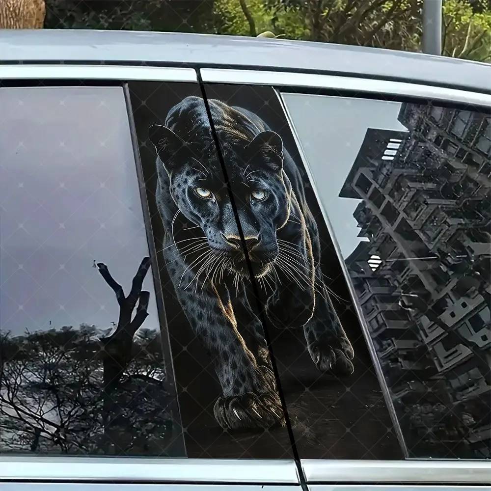 2pc Panther Car B Pillar Protection Sticker, Decal For Cars, Car Decorative Sticker, Automotive Decoration, Vehicle Decoration, Vehicle Exterior Decoration, Easy Peel & Stick, Sunproof Waterproof Scratch Resistant, Fits All Vehicles, Sticker Decals