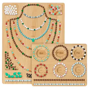Bamboo Bead Board Jewelry Making Tray, Partition Design with Size Markings, Necklace Making Supplies, Beading Tools for DIY Necklaces, Bracelets, DIY Jewelry Accessories