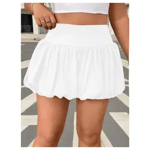 Plus Size Bubble Mini Skirt Summer High Wasted Flared Short Going Out Skirt