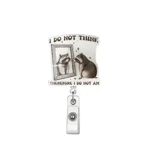 Cute Raccoon Design Badge Holder, Retractable Badge Clip, ID Card Holder for Student Office Staff Doctor Nurse Teacher, Badge Reels Retractable, Retractable Badge Holders