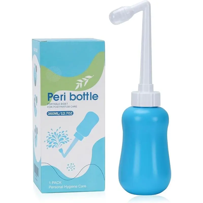 Postpartum Essentials Peri Bottle - 12.7 fl oz Collapsible EVA Material Bidet, Angled Spout for Soothing Feminine Post-Birth Cleansing, Portable Upside-Down Use Travel Intimate Care Gift for New Moms, Travel Bidet, Portable Travel Bidet