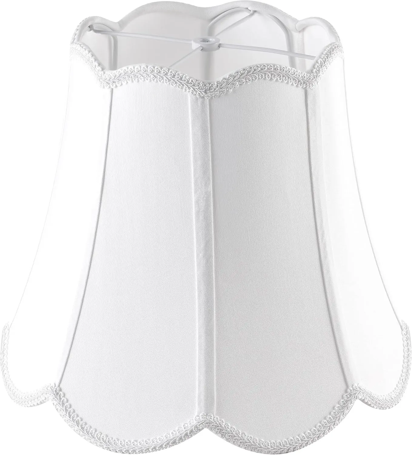 GO&SO White Scalloped Lamp Shade Medium,8×13"×11 Wavy Floral Shade Art Deco | 0.41" Spider,Fabric,Lamp Shades for Table Lamps,Floor Lamps Set of 1,Bedroom Art Deco,Modern Petal Edge Shade,Easy Assembly