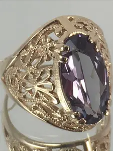 Fashion Women  Purple Stone Golden Plated Elegant Everyday Ring