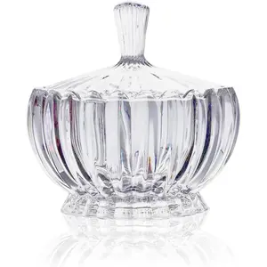 Glass Candy Plate with Cover, Crystal Candy Bowl, Fruit Plate, Decorative Bowl (white)