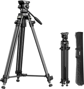SmallRig AD-50Lite Video Tripod, Heavy Duty Tripod with 360°Fluid Head, 62" Aluminum Alloy Travel Tripod with QR Plate, Lift Rope, Load up to 11lb for DSLR, Camcorder, Camera - 4684