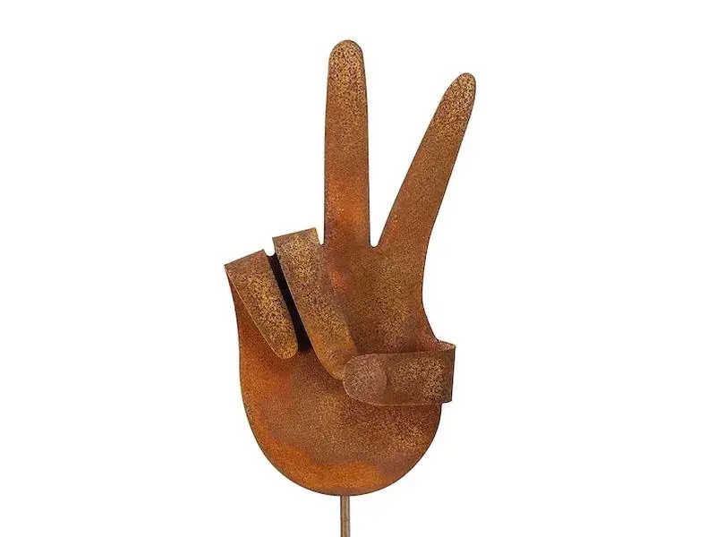 Peace Symbol Hand Metal Yard Garden Stick Sign