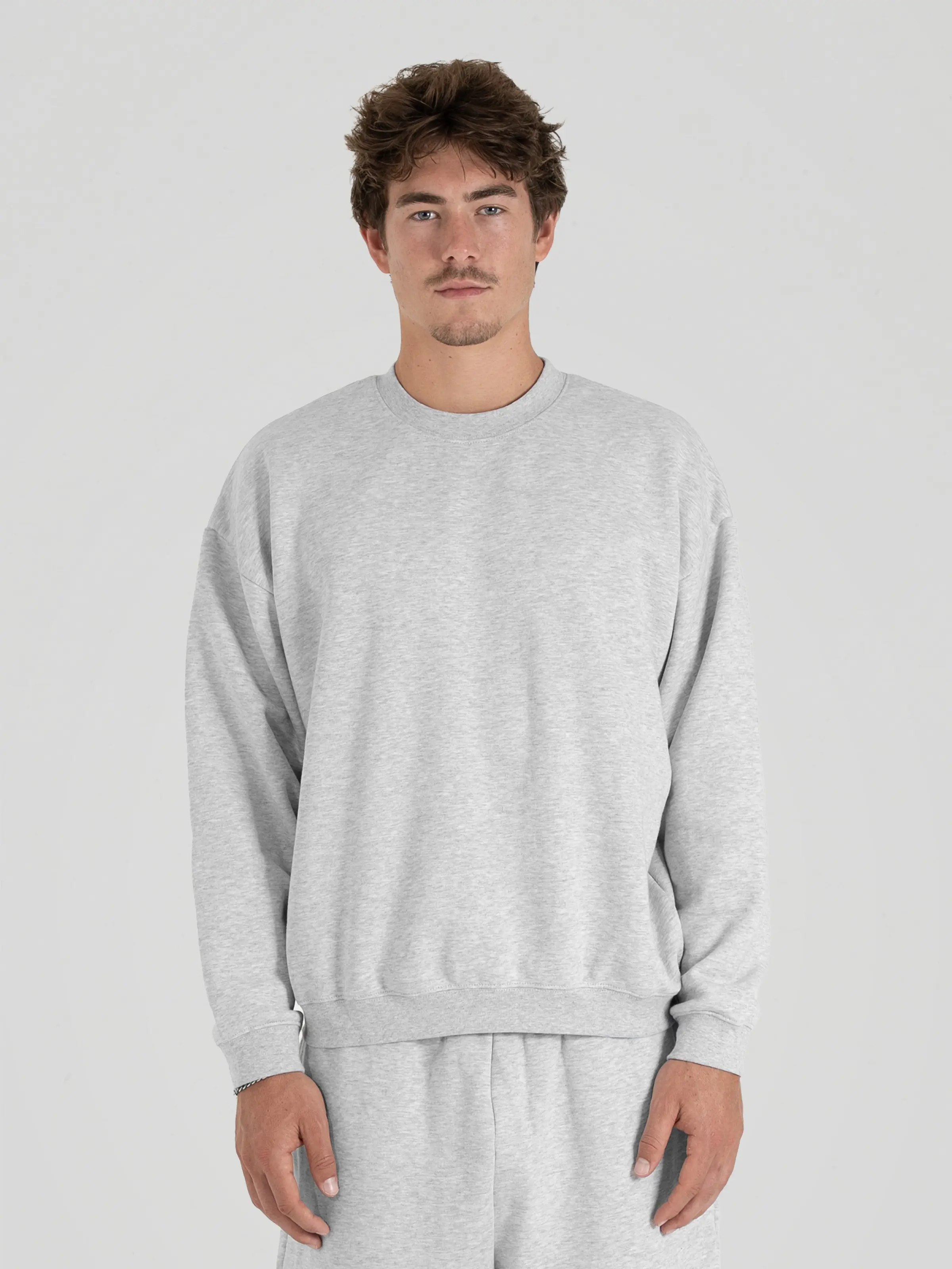 350 GSM 'Heather Grey' Fleece Crewneck