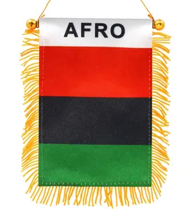 2 Pack-Afro American Fringy Car Window Hanging Flag - 4x6 '' Small Mini Flag Banner for Car Rearview Mirror Décor - Fringed -Hanging Flag with Suction Cup & Fringy-4''x6 ''