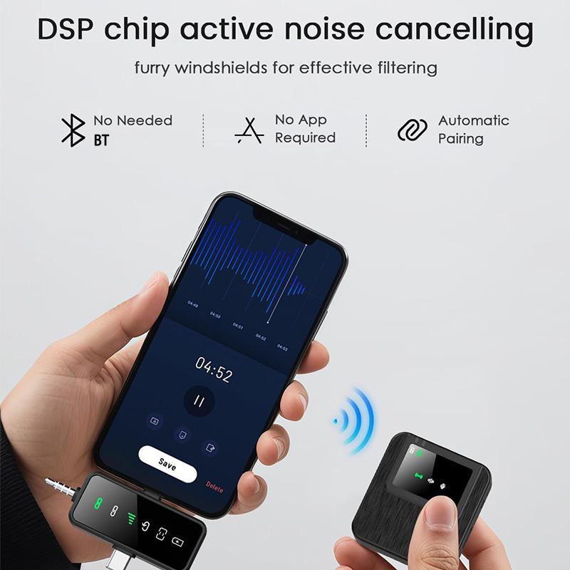 3-in-1 Mini Microphone for iPhone, Android, Camera - 328ft Long Range, 20H Battery Life, Wireless Microphones, Lapel Mic with AI Noise Reduction for Video Recording, YouTube, TikTok