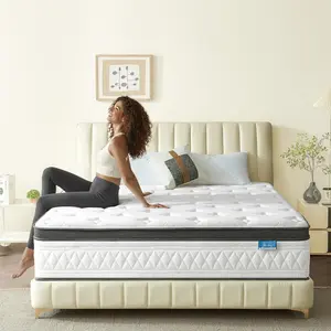 10"12"14"  Full Queen King Size Mattress In A Box Memory Foam White Mattresses Hybrid Pocket Spring Medium Firm Body Support for a Luxurious Sleep
