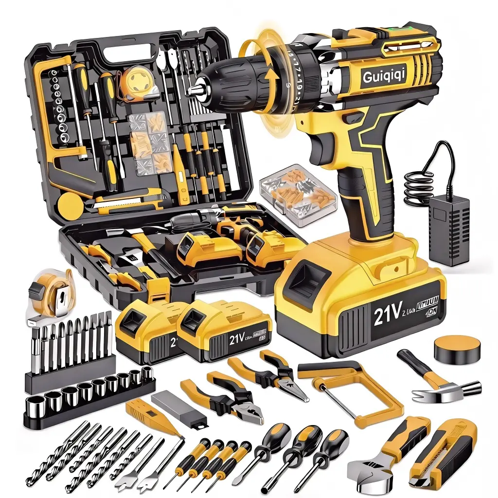 [21V Cordless Drill Set] 36/79-Piece Electric Drill Tool Kit | Cordless Rechargeable Drill Tool Set with 1 or 2 Batteries, Manual Tools, Pliers, Drill Bit Set, Suitable for Construction, Industrial, and Home Renovation, Men's Gift, Perfect Present.