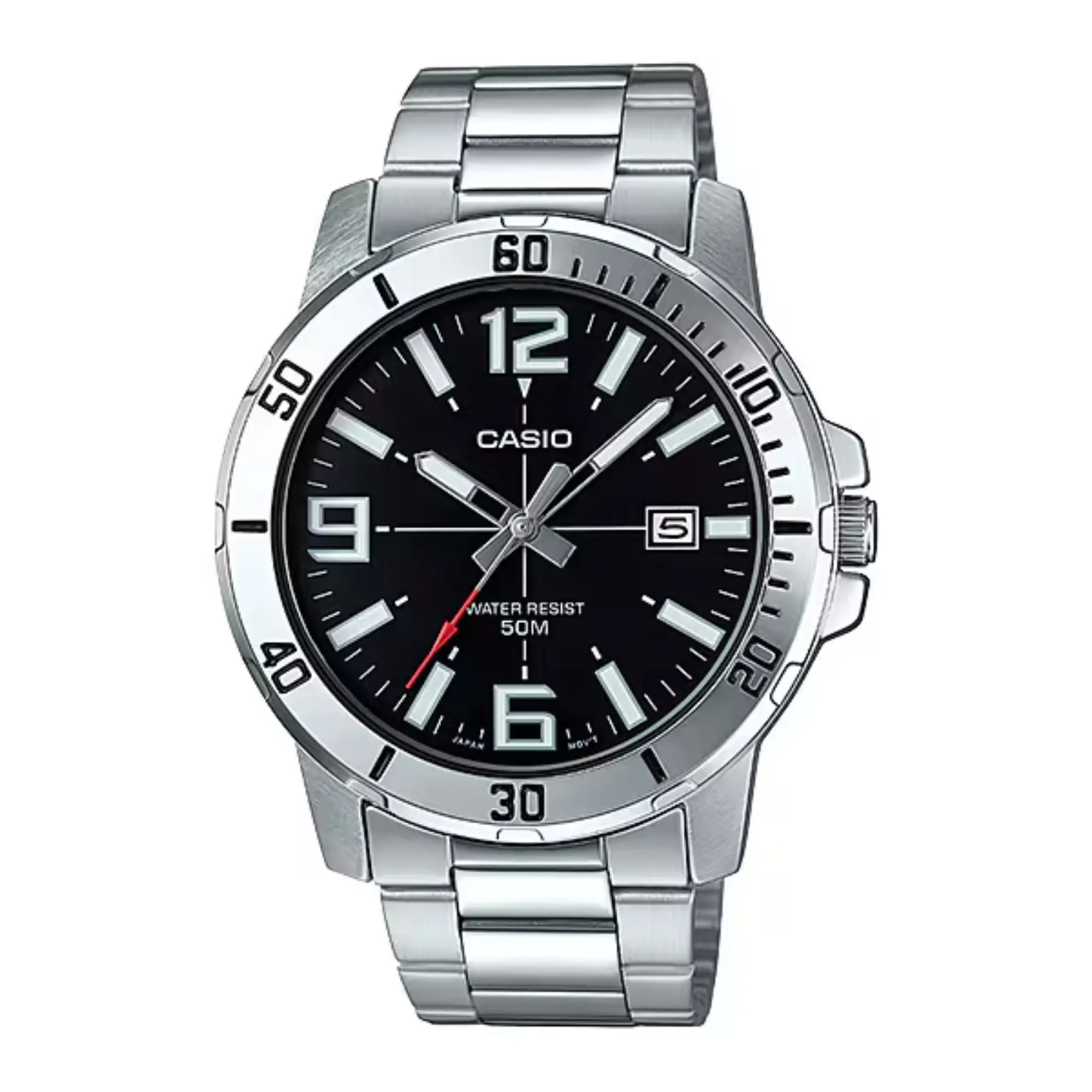 Casio Men’s Black Dial Analog Watch Steel Bracelet - MTP-VD01D-1BVUDF