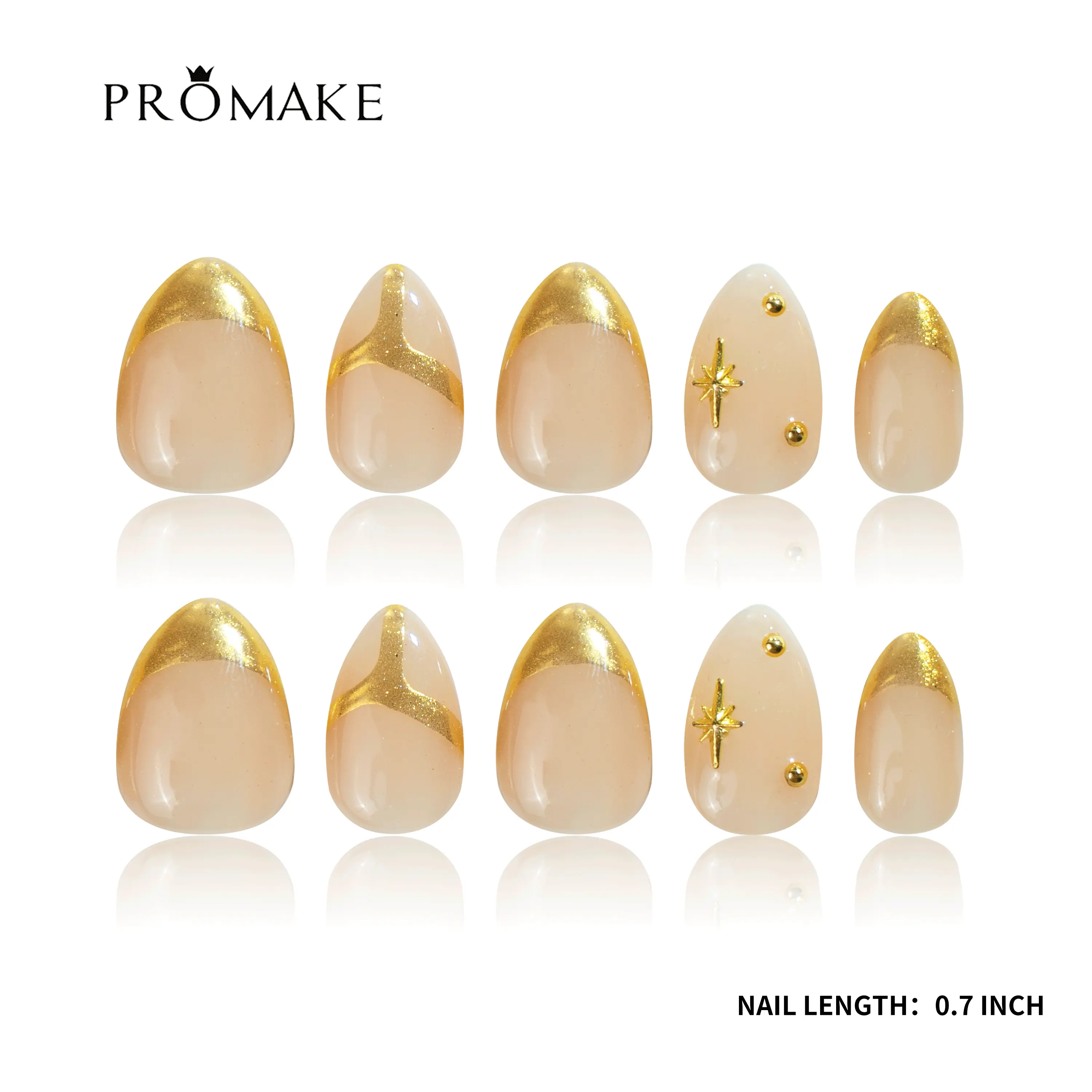Promake Editor’s Pick [NV] Luxury Handmade Glitter Press on Nails - Unique Design, High Quality, Long Length, S-L Sizes - With 2 Sets of Nail Tools, Glitter Nails