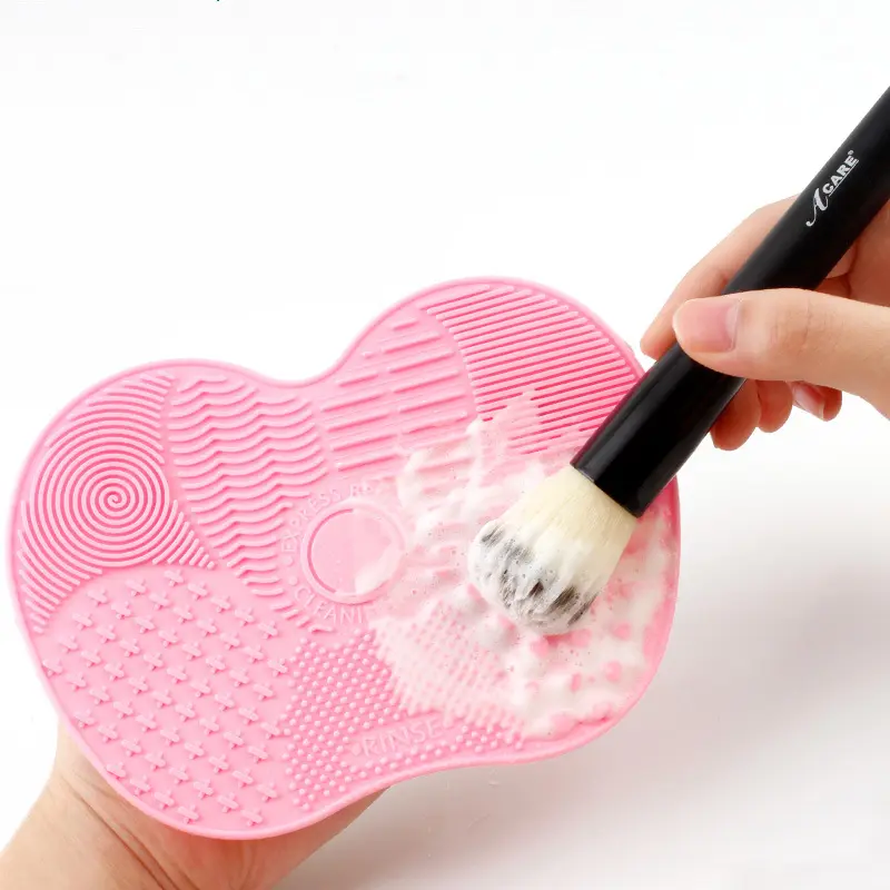 1 Count Silicone Apple Shaped Brush Cleaning Mat, Portable Cosmetic Brush Cleaner with Suction Cup, Essential Beauty Tool, Makeup Brush Washer