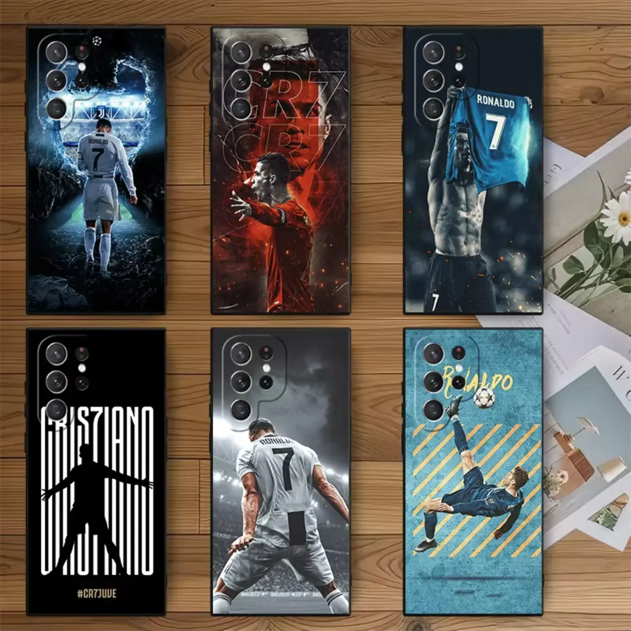 CR7 Football Star R-Ronaldo Customized Shockproof Soft TPU-Silicone Cellphone Case - Protective Back Casing, Accessories for Samsung Galaxy S26, S25 Edge, S24 Ultra, S23 Plus, S22, S21 FE, S20 (Black)