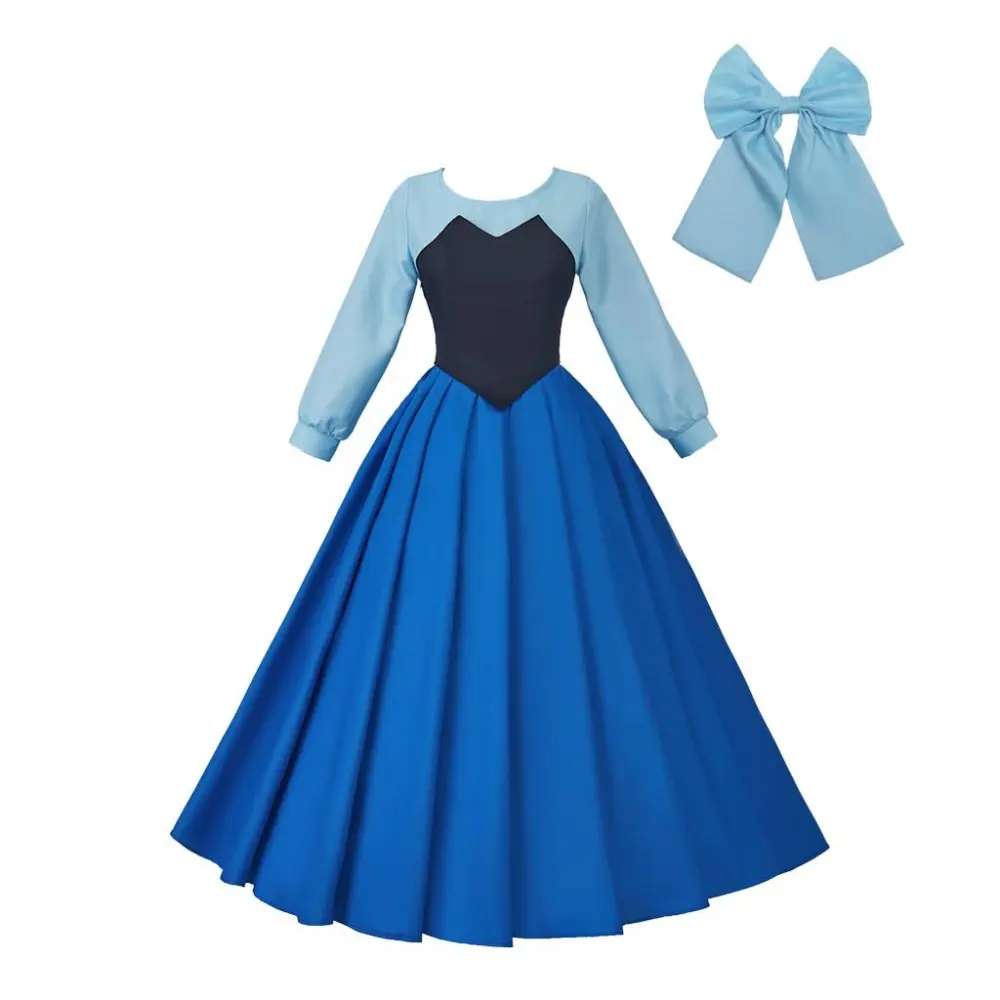 ariel black and blue dress The Little Mermaid Ariel Blue Dress Cosplay Costume main image 1