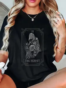 100% Cotton Hermit Tarot Card Gothic Tarot Fortune Teller Occult T-Shirt
