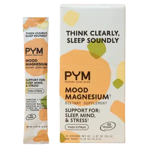 PYM Mood Magnesium Powder Packets (10-Servings) Magnesium Glycinate, L-Threonate & Malate Powder | Aid & Mood Support Supplement for Stress