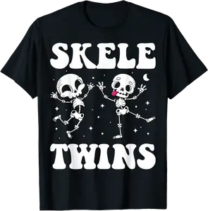 Funny Dancing Skeletons Twins Halloween Matching Skeletwins T-Shirt - Lyasiamcmi Shop 81B0CLMDKLD1
