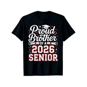 2026 Senior Year Brother T-Shirt - Proud of a 2026 Graduate, Graduation & Diploma Design, Unisex Loose Fit Black Shirt for Brothers, Parents, Friends - Class of 2026 Gift