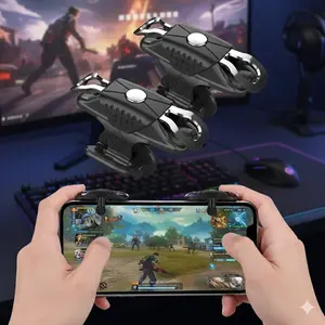 High Sensitivity Mobile Game Triggers - Dual Pack for iOS & Android, Easy Install, Precision Aim, Boost Reaction Speed for Shooting Games, Ergonomic Grip for PUBG Mobile & COD, Portable Controller, Universal Fit, Thumb Grip